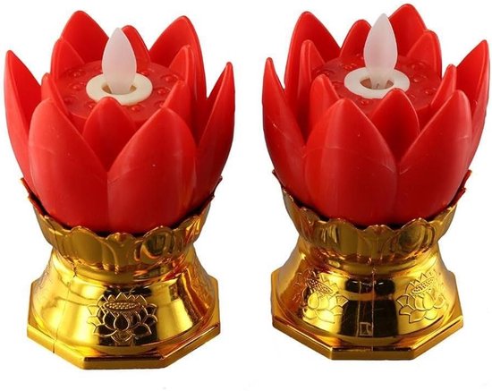 2 Lotus-led-nachtlichter, Elektronische Kerzenbeleuchtung, Buddhistische Lampen Als Dekoration Für Das Gebet Zu Hause.