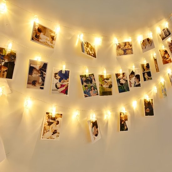 Lichterkette Mit 30 Warmweißen Led-lichtern In Form Von Fotoclips，märchenhafte Hängelichterkette Mit Fotoclips
