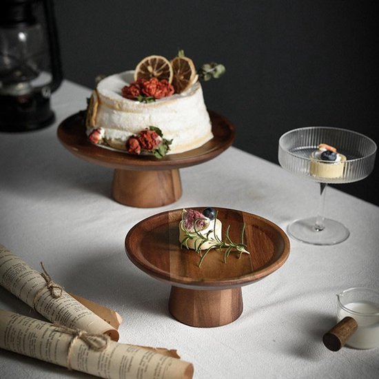 Runde Dessertplatte Mit Sockel，geeignet Für Hochzeitsfeiern，servierbrett Aus Holz，tischdekoration Aus Holz Für Festliche Anlässe