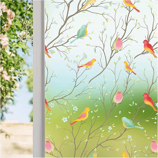 17,5 X 78,7 Zoll (ca. 44,5 X 200 Cm) Große，lichtdurchlässige Sichtschutzfolie Mit Vogelmuster