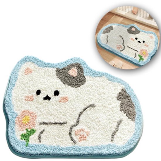 Teppich，fußmatte Mit Tiermotiv，niedlicher Mikrofaser-teppich，schnelltrocknende Fußmatte，rutschfest Und Waschbar，80 X 50 Cm Katze