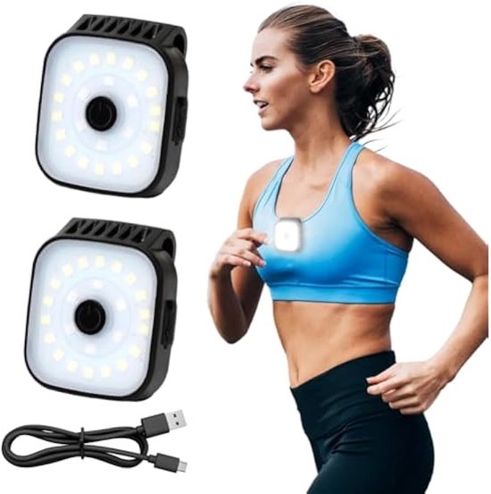 2-teilige Led-klemmleuchte，outdoor-klemmleuchte，usb-aufladbar，wasserdichte Laufleuchte，geeignet Zum Joggen，camping Und Wandern