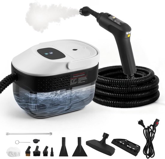 Leistungsstarker Dampfreiniger 2500 W – Handdampfreiniger Mit 6 Geschwindigkeitsstufen Und 4 Aufsätzen – Tragbar