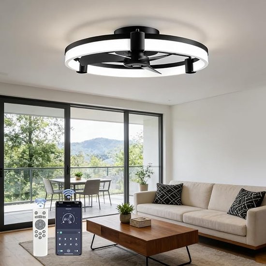 Deckenventilator 50 Cm，smart-app- Und Fernbedienungssteuerung，6 Geschwindigkeitsstufen，dimmbares Licht 3000k，6500k，timer- Und Speicherfunktion