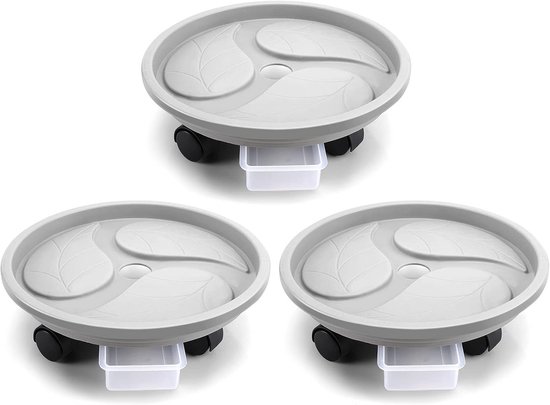 Rollbarer Pflanzenständer Mit Rädern Und Abtropfschale – 33 Cm Pflanzenwagen Für Robuste Blumenkästen – 3-teilig, Tragkraft Bis Zu 90 Kg