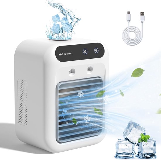 Luftkühler – Mini-luftkühler Mit Sprühfunktion – Tragbarer Usb-tischventilator Ohne Digitalanzeige – Typ-c – 16,4 X 11,8 X 21,4 Cm