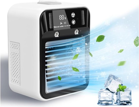 Luftkühler – Mini-luftkühler Mit Sprühfunktion – Tragbarer Usb-tischventilator Mit Digitalanzeige – 16,4 X 11,8 X 21,4 Cm