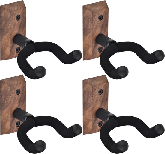 Gitarren-wandhalterung，4 Wandhaken，drehbarer Softhaken，holz，u-förmige Halterung，für Akustikgitarre Und Bass