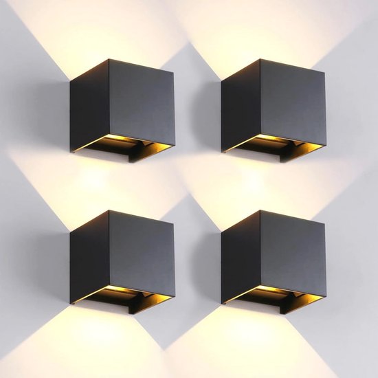 4er-set Wandleuchten Für Den Innen- Und Außenbereich – Moderne Led-würfel, Ip65 Wasserdicht, 6 W, Warmweißes Licht