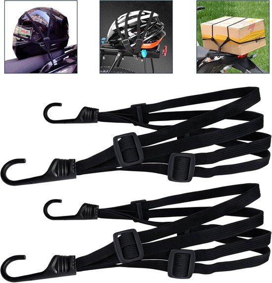 Elastische Gurte Mit Haken - 2 Stück Für Motorrad Und Fahrrad - Ideal Zum Spannen Von Gepäck (60 Cm)