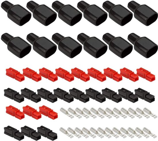 Schnellkupplungsstecker – 12 Paare, 30 A, Farbcodiertes Gehäuse, Gummimanschetten