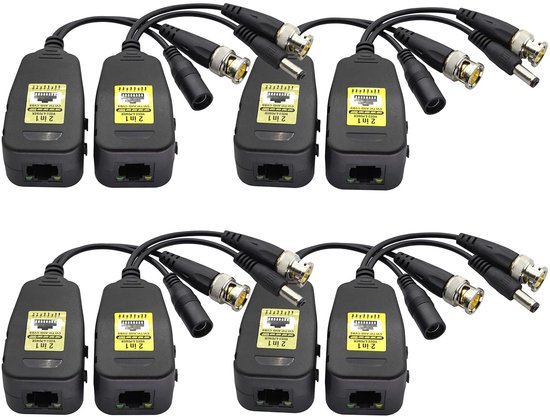 Set Mit 4 Video-baluns Für Hd-cvi/tvi/ahd/cvbs-kameras Mit Stromversorgung Und Bnc Auf Cat5 Rj45