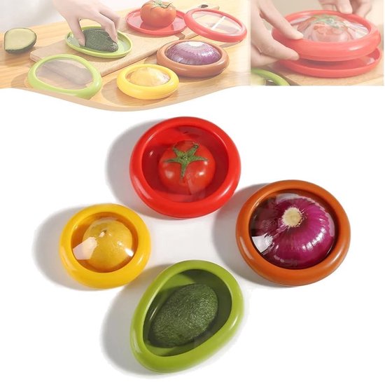 4 X Obstaufbewahrungsbox，frischeboxen Mit Dehnbarem Deckel，aufbewahrungsbox Für Lebensmittel，ideal Für Avocados，zitronen Und Kartoffeln