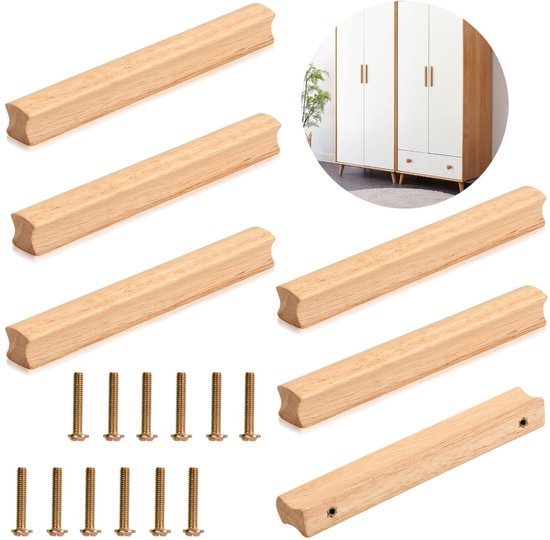 Dailygoods，6 Stück Holzmöbelgriffe，holzschrankgriffe Mit Schrauben，lochabstand 160 Mm，massivholz-möbelgriffe，universal-holzgriffe