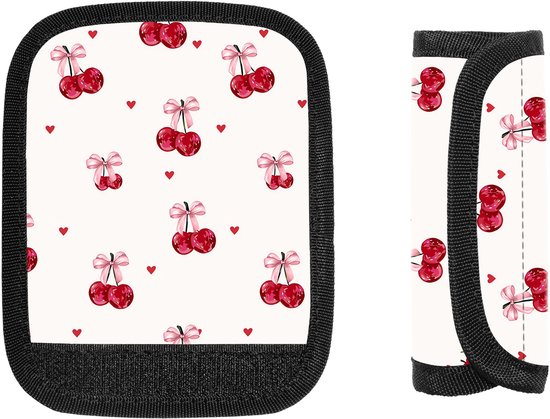 Set Mit 2 Griffschonern Mit Kirsch- Und Schleifenmuster Für Trolleygriffe，rutschfeste Griffüberzüge Mit Klettverschluss Für Koffer Und Gepäck