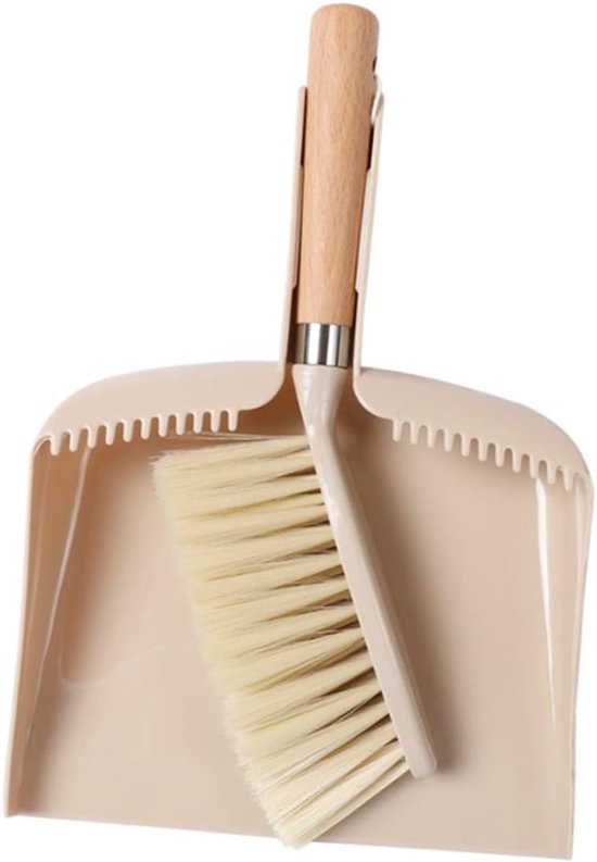 Großes Mini-kehrset Mit Bambusstiel Und Kehrschaufel (34 X 32,5 Cm) – Robustes Reinigungsset Für Schreibtisch, Küche Und Haushalt