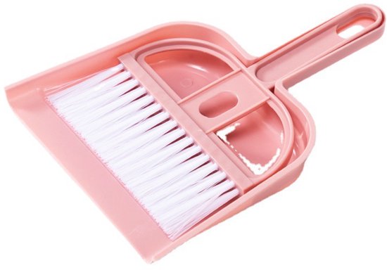 Mini-kehrset In Pink Mit Kehrschaufel Und Besen (18,8 X 13,4 Cm) – Kompaktes Reinigungsset Für Schreibtisch, Tastatur Und Auto