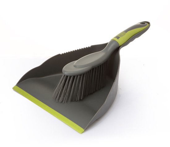 Grau-grünes Mini-kehrset Mit Ergonomischem Griff (32,5 X 22,5 Cm) – Robustes Reinigungsset Für Schreibtisch, Küche Und Haushalt