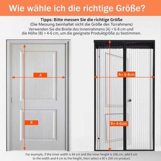 Magnetisches Insektenschutzgitter – Insektenabweisendes Gitter Für Haus- Und Schiebetüren – Hält Haustiere Und Kinder Effektiv Fern – 90 X 210 Cm, Weiß