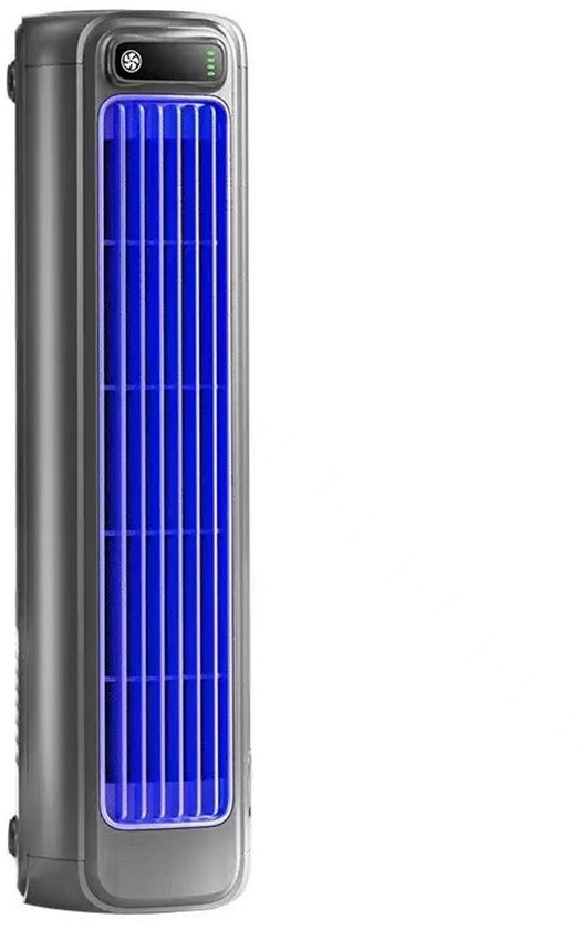 Leise, Tragbare Klimaanlage Mit 3 Geschwindigkeitsstufen, Blattloser Turmventilator (dunkelgrau), Wiederaufladbar, Inklusive Zwei Haken