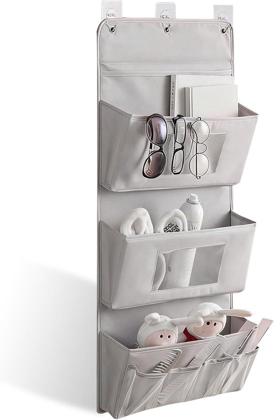 3-stufiger Hängeorganizer 40 X 90 Cm，faltbarer Wandorganizer Aus Oxford-gewebe Mit 3 Fächern Und 3 Haken，bohrfreier Türorganizer