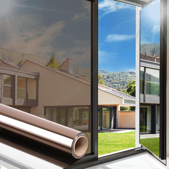 Selbstklebende Spiegelfolie Für Fenster – 30 X 100 Cm – Braun-silber