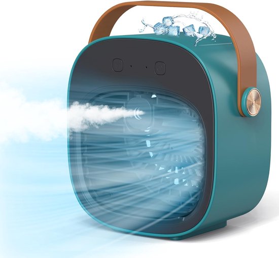 Tragbare Klimaanlage Und Luftbefeuchter 2-in-1，tischventilator Mit 3 Geschwindigkeitsstufen，usb-aufladbar，1 Stück (grün)
