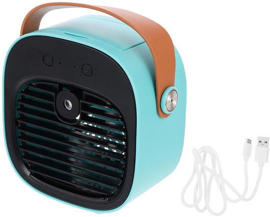 Tragbare Klimaanlage Und Luftbefeuchter 2-in-1，tischventilator Mit 3 Geschwindigkeitsstufen，usb-aufladbar，1 Stück (blau)