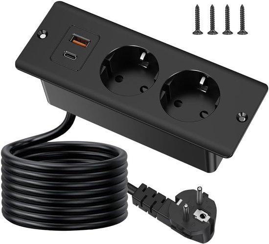 Unterputzsteckdose Mit Usb- Und Typ-c-anschluss，4-in-1-tischsteckdose