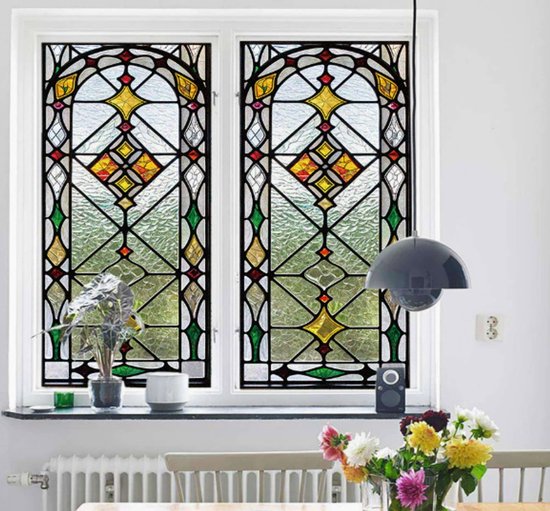 2 Stück Buntglas-fensterfolie, Vintage-getöntes Fensterglas Mit Anti-spionage-folie, Anti-licht-elektrostatischer Abrieb (farbe 45x100cm)