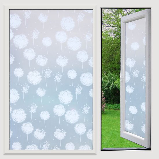 Antistatische Fensterfolie，blickdichte Sichtschutzfolie，dekorfolie Mit Löwenzahnmotiv，geeignet Für Wohnzimmer，45 × 300 Cm