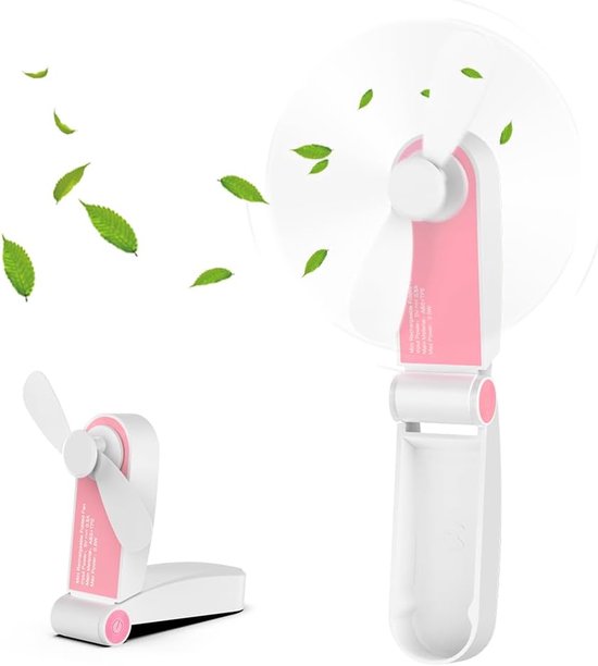 Mini-faltventilator，wiederaufladbarer Ventilator Mit Usb-kabel，2 Geschwindigkeitsstufen Für Reisen，zuhause Und Outdoor-aktivitäten，pink