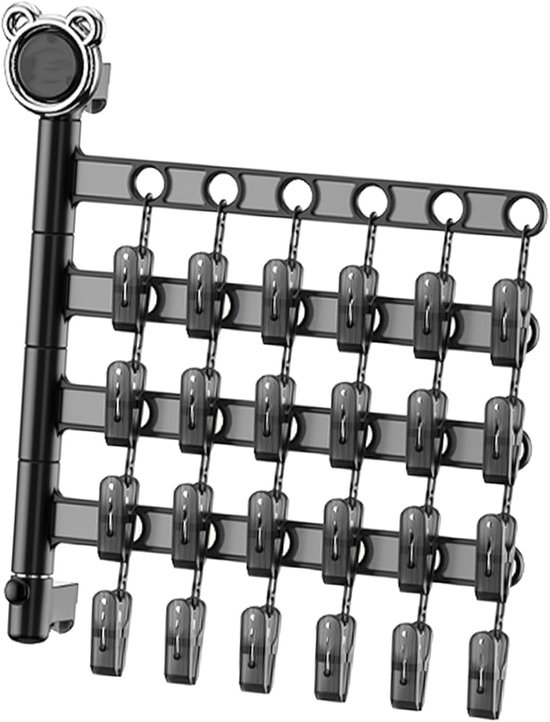 Universeller，schwenkbarer Wäscheständer Zur Wandmontage Mit Mehreren Klemmen，vielseitiges Wäschezubehör (transparent Schwarz)