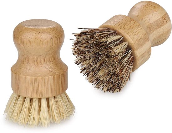 Dailygoods – Bambusbürste – 2er-set – Harte/weiche Borsten – Umweltfreundlich – Für Gusseisenspülen – Leicht Zu Reinigen – Spülbürste