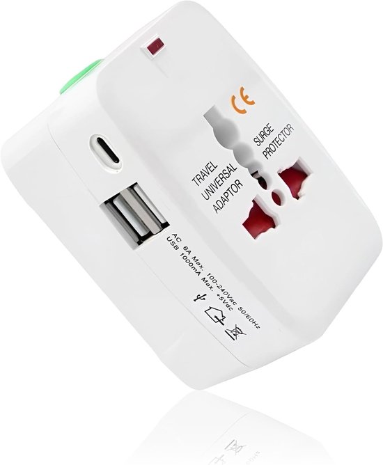 Universal-reiseadapter – Weltweiter Steckeradapter – Internationale Reisen – 8 Steckdosen, 3 Usb-anschlüsse – Kompakt Und Leicht