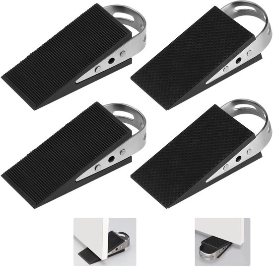 Dailygoods – Türstopper Aus Gummi – Rutschfest – 4 Stück – Formbeständig – Edelstahl – Geeignet Für Badezimmer, Balkon, Kinderzimmer, Terrasse