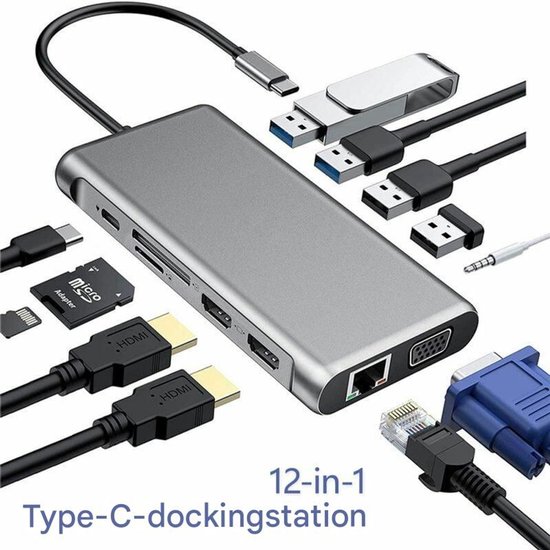 Usb-c Hdmi-hub，4k Hdmi-dock，dreifach-display-adapter，für Macbook & Laptop，usb 3.0/2.0，silber，1 Stück