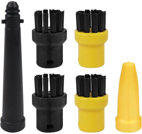 Allecto - 6-teiliges Rundbürstenset - Dampfreinigerzubehör - Hochwertiges Nylon - Geeignet Für Kärcher Sc1-sc7 - Für Küche, Bad Usw.