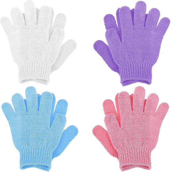 4 Stück Peeling-waschlappen, Doppellagige Badehandschuhe Für Dusche, Körperpeeling, Peeling-handschuhe Aus Natürlichem Luffa