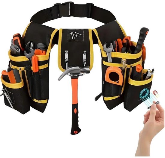 Gürteltasche Mit Werkzeuggürtel – 24 X 6 X 15,5 Cm – Mit 2 Werkzeugfächern, 1 Hammerfach – Leicht Zugängliche Fächer