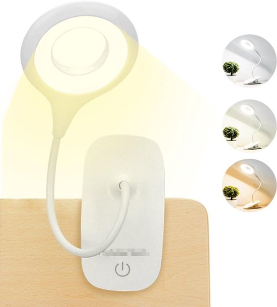 Led-schreibtischlampe, Wiederaufladbare Usb-klemm-leselampe, 3 Lichtmodi Und 3 Helligkeitsstufen, Zum Lesen Von Büchern Im Büro, Zu Hause Oder Am Bett.