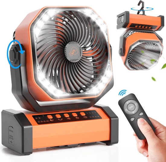 Campingventilator 20000mah Mit Led-lampe，wiederaufladbarer Zeltventilator Mit Timer，4 Geschwindigkeitsstufen，usb-anschluss Für Camping