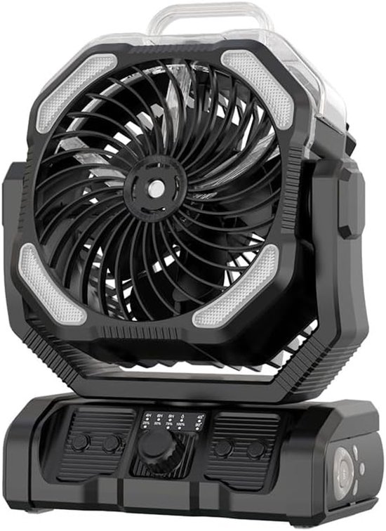 Tragbarer Nebelventilator Für Camping，wiederaufladbar Mit Wassertank，20000mah Powerbank，led-laterne Und Automatischer Oszillation Für Terrasse