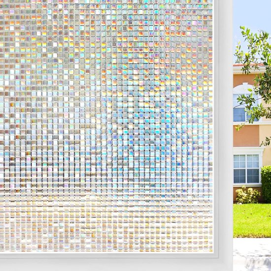 Fensterfolie，40 X 200 Cm (15,75 X 78,7 Zoll) Buntglas-sichtschutzfolie，mosaik-regenbogen-dekorfolie，uv-beständig Für Zuhause
