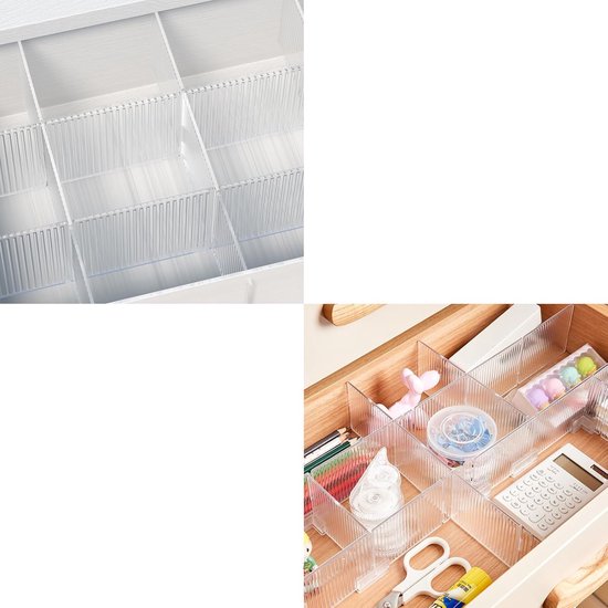 8 Stück，schubladeneinteiler，verstellbare Schubladeneinteiler Mit Gitter，diy-schubladeneinteiler Aus Kunststoff，transparent Weiß