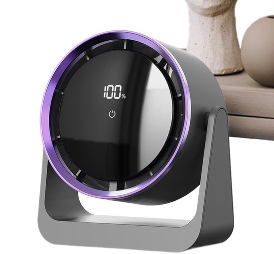 Tischventilator，usb-tischventilator Mit Led-anzeige，wiederaufladbarer Usb-tischventilator，energieeffizienter Ventilator，1 Stück (grau)