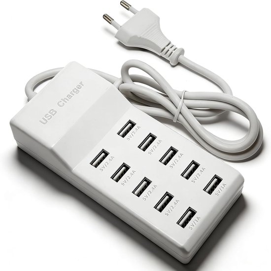 Usb-ladestation Mit 10 Ports Und Schnellladefunktion，laptops Und Computer