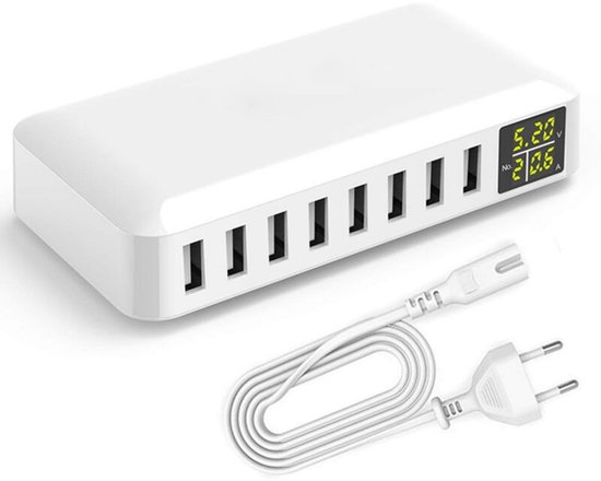 Usb-ladegerät，intelligentes 8-port-usb-ladegerät，50 W 8 A Multi-port-usb-hub，schnellladefunktion，mit 1,20 M Langem Netzkabel