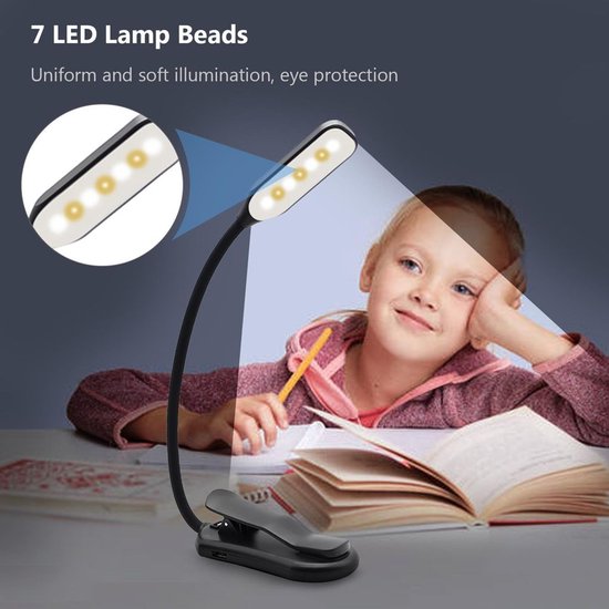 Diese Wiederaufladbare Leselampe Verfügt Über 7 Leds Und 3 Helligkeitsstufen