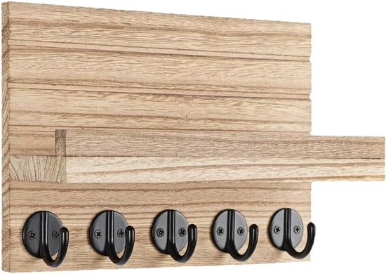 Wandhaken，wandmontierter Schlüsselhaken Mit 5 Haken，25 Cm，dekoratives Wandregal，geeignet Für Küche，badezimmer Und Wohnzimmer